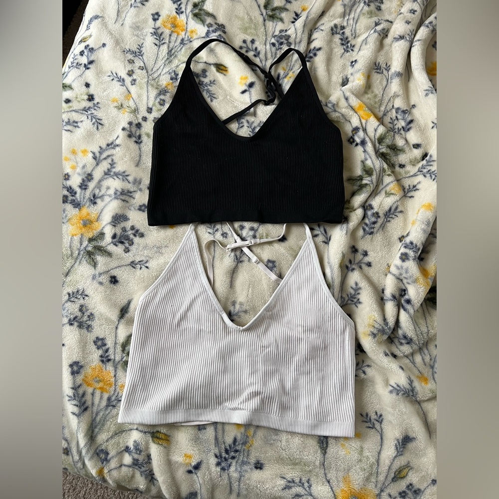 Aerie Black and White Criss Cross Bralette